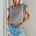 thumbnail image 2 of Camiseta de punto sin mangas, cuello redondo, informal y lisa para mujer - Jersey de poliéster, 2 of 6