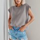 thumbnail image 2 of Camiseta de punto sin mangas, cuello redondo, informal y lisa para mujer - Jersey de poliéster, 2 of 6