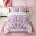 thumbnail image 2 of Erosebridal Hippie Mandala Bedding Comforter Set, Bohemian Floral Queen Bedding Sets, Purple, Gray Reversible 7pcs, 2 of 6