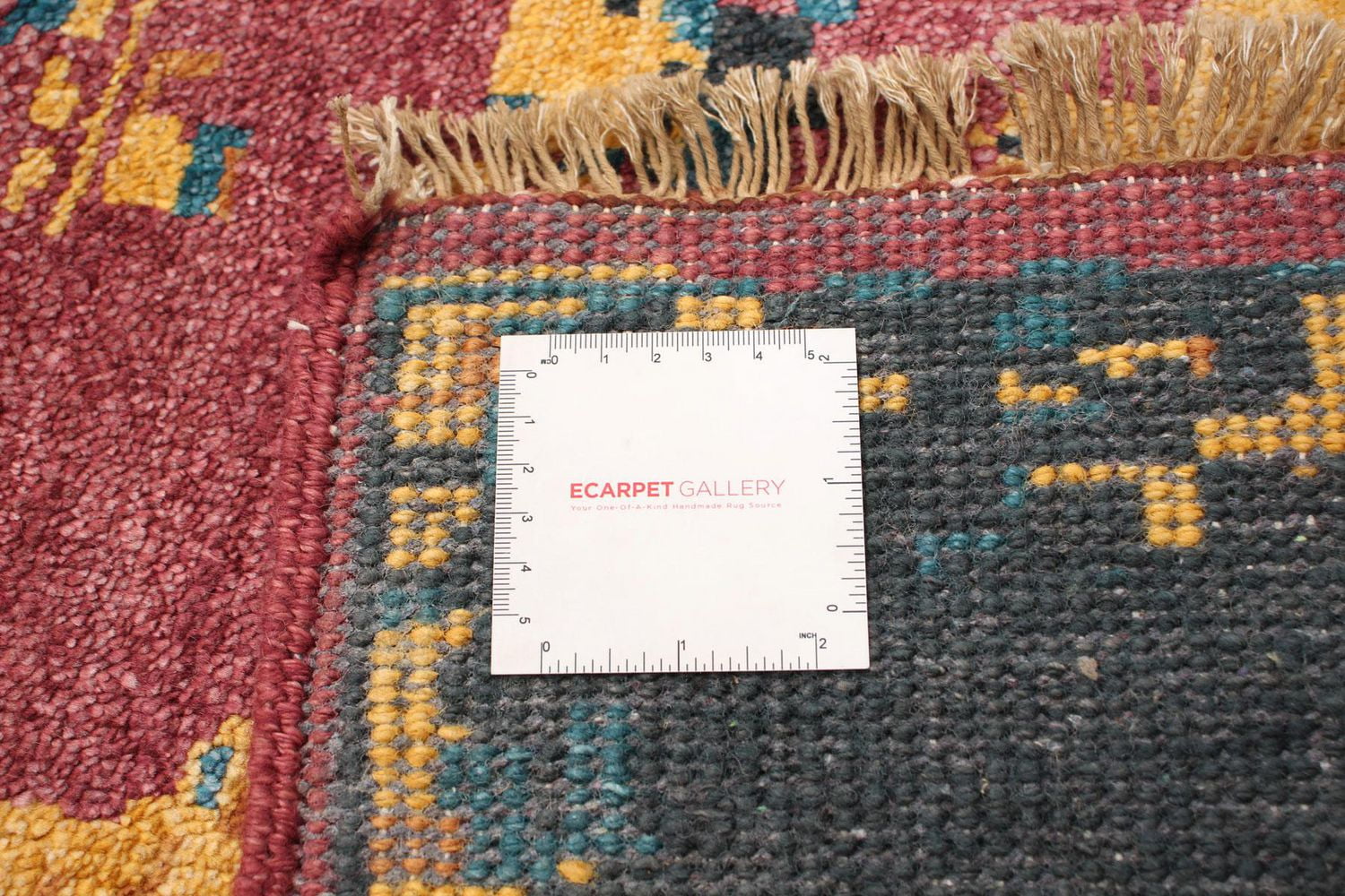 ECARPETGALLERY 5'6" x 7'7" Bordered Jules Oushak Hand-knotted Area Rug for Living Room, Dining Room and Bedroom in Red