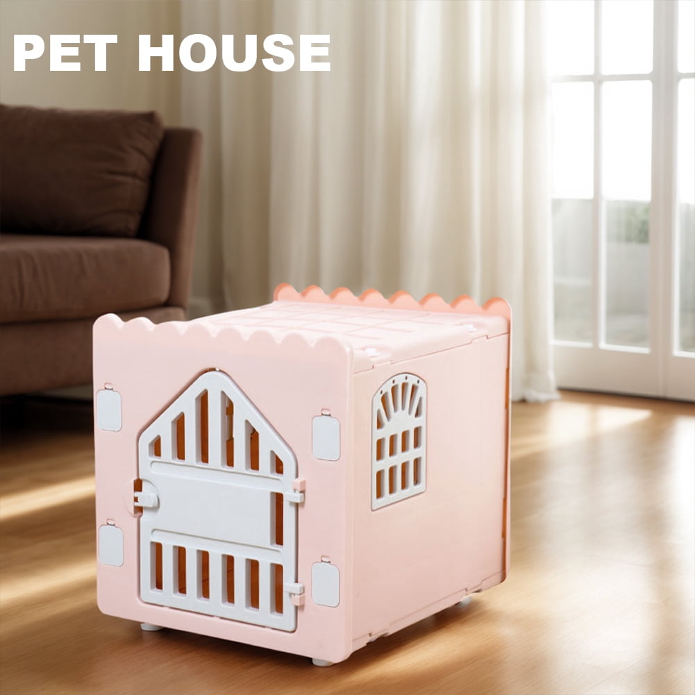 golytefs Plastic Cat House Stackable Feral Cat Shelter for Outdoor Indoor Use (Pink)