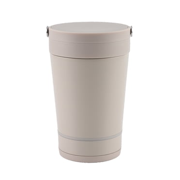 Cook with Color Insulated Ice Cream Holder or Soup Container with Toppings Compartment and Spoon, Taupe, Made for Portable Food Storage