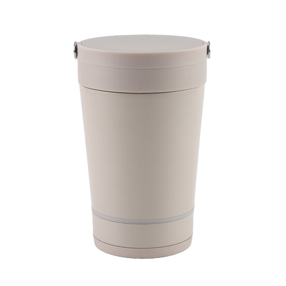 Cook with Color Insulated Ice Cream Holder or Soup Container with Toppings Compartment and Spoon, Taupe, Made for Portable Food Storage