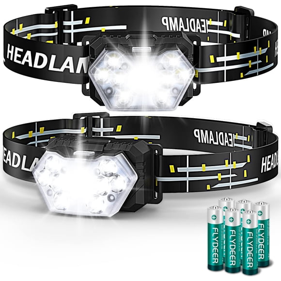 Linterna frontal Eirnvop, 2000 lúmenes, 9 LED, paquete de 2 con 6 modos a prueba de agua