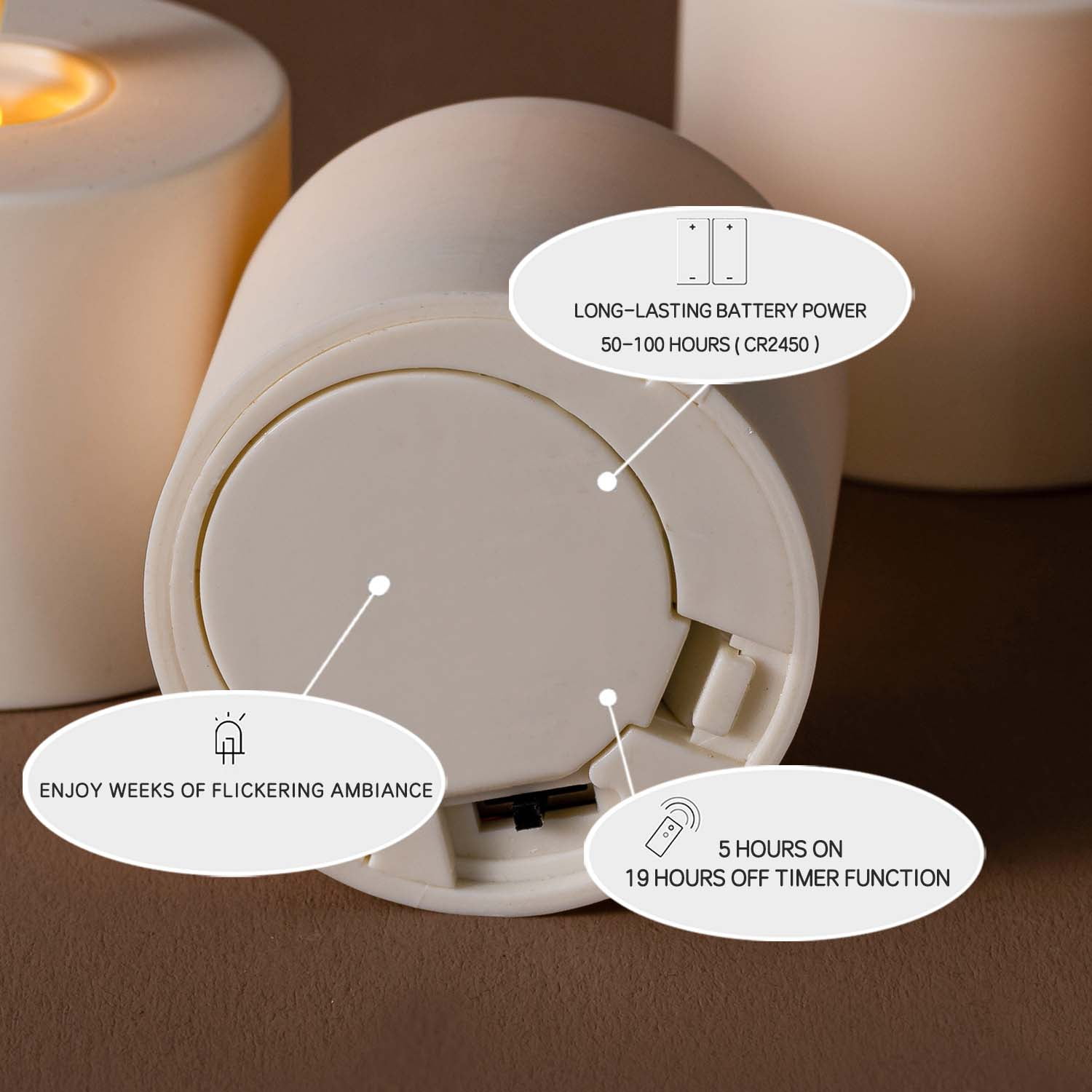 Set of 6 Flameless Battery Operated Tealight Candles w/Remote Moving Wick