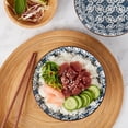 thumbnail image 4 of Tabletops Gallery 6"  Blue Pattern Embossed Stoneware Ramen Noodle Bowls, Set of 2 - 6.125", 4 of 4