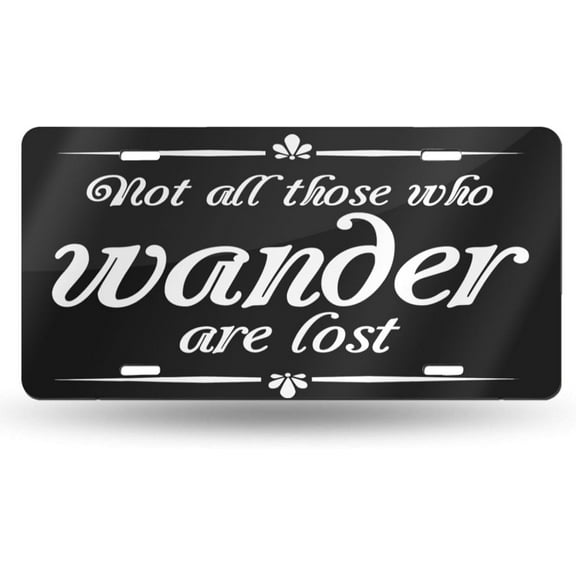 White Lotus Front License Plate Aluminum Decorative License Plates Funny Metal Car Plate 6"X12" Novelty Vanity Tag Cover with 4 Holes Car Decor Accessory