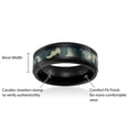 thumbnail image 4 of Mens Camo Wedding Band in Titanium 8MM Ring Black Plated with Green Military Camouflage Inlay - Beveled Edges, 4 of 4