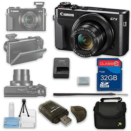 Canon PowerShot G7 X Mark II Digital Camera Wi-Fi Enabled + 32GB High Speed SD Card + Camera Case + Card Reader + Cleaning