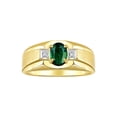 thumbnail image 1 of RYLOS Men's Rings 14K Yellow Gold Classic 7X5MM Oval Gemstone & Diamond Ring Green Sapphire September Birthstone Rings For Men, Gold Rings Size 13, 1 of 7