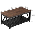 thumbnail image 2 of Farmhouse Coffee Table, Rustic Vintage Living Room Table with Shelf, 40 Black, 2 of 16