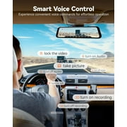 WOLFBOX 4K Mirror Dash Cam with 5.8GHz WiFi, Voice Control, Smart Rear View Mirror with ADAS and BSD, 12 inches Rear View Mirror Camera, Free 64GB Card, GPS, G-Sensor, Loop Recording