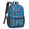 thumbnail image 2 of Police and Fire Hydrant Blue Pattern 17" Waterproof Oxford School Backpacks for Teens, S-Shape Padded Straps, for School, Travel, Hiking, Camping, 2 of 5