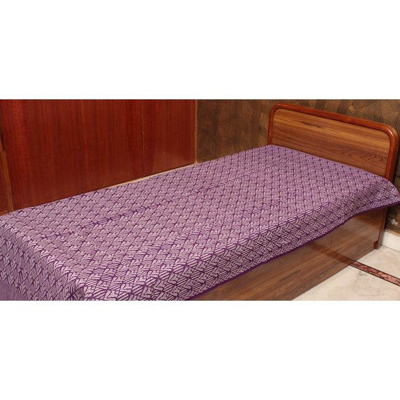 Purple Single-Bed Bedspread from Coimbatore - Pure Cotton
