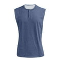 thumbnail image 4 of BRDFRL Sleeveless Shirts for Men Vintage Distressed V Neck Button Henley Gym Tops Navy M, 4 of 4