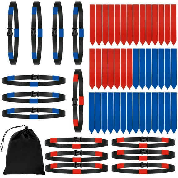 Threns Flag Football Belts,14 Pcs Adjustable Flag Football Set with Flags,Sturdy Nylon Player Flag Football Belts with Bags for Youth Adults and Kids