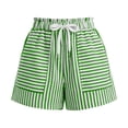 thumbnail image 6 of Women's Solid Color Striped Drawstring Elastic Waist Pants with Multi-Pockets, Soft Polyester Shorts for Casual Summer Travel & Active | TruBelle,Green 2XL, 6 of 6