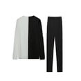 thumbnail image 4 of Conjunto Casual De 2 Piezas, Top De Manga Larga Con Bloque De Color Y Pantalones Elásticos De Cintura Alta, Ropa De Mujer, 4 of 4