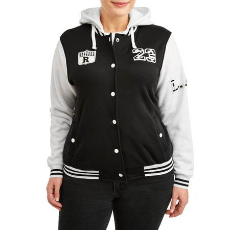 Women's Plus Size Hoodie Varsity Fleece Jacket