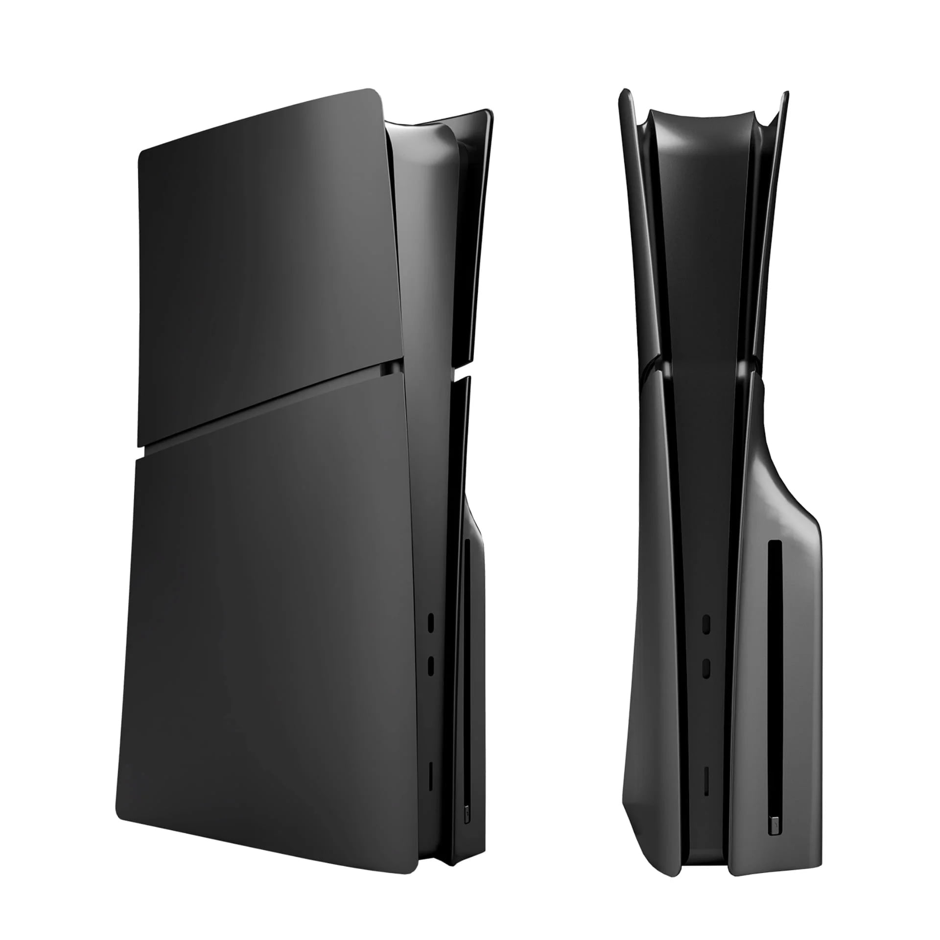 Console Cover Plates Compatible with PS5 Slim Disc Edition, ABS Replacement Faceplate, Black