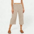 thumbnail image 4 of Capris Pants for Women Casual Summer 2026 Straight Wide Leg Loose Elastic Waist Cropped Trouser Khaki XL, 4 of 6