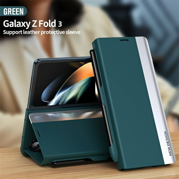 Elehold PU Leather Pen Slot Case for Samsung Galaxy Z Fold 3 7.6 inch
Ultra Slim with Magnetic Magic Absorption Shockproof Full Body Protection Pen Holder Case,Green