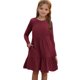 thumbnail image 1 of Odeerbi Niñas de Manga Larga Vestido de Punto de Canalé Niños Color Sólido Cuello Redondo Vestido de Princesa Con Bolsillo, 1 of 9