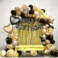 thumbnail image 6 of Birthday Decorations Confetti Foil Balloons Happy Birthday Balloon Banner Star Balloons Heart Balloons Fringe Curtains Gold Tablecloth for Birthday Party,Blak-Gold Set, 6 of 7
