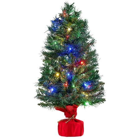 Joyfy 2ft Mini Christmas Tree with Multi-Color Lights,Prelit Artificial Christmas Tree with Decorations,Light Up Christmas Ornaments Table Decor