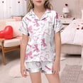 thumbnail image 2 of Pyjama Imprimé Nœud pour Filles Manches Courtes Bouton Haut Shorts Ensemble de Pyjama Maison, 2 of 4