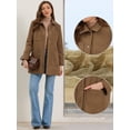 thumbnail image 2 of DARING DIVA Women's Casual Work Oversized Thick Overcoat with Pockets XS Brown, 2 of 6
