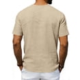 thumbnail image 4 of Domuza Linen Shirts for Men Casual Short Sleeve V-Neck Hippie Yoga Tops Lightweight Summer Beach Shirt Khaki XL, 4 of 5
