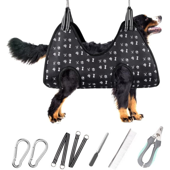 Pet Dog Grooming Hammock Harness for Nail Trimming (XXL 120lb), Dog Sling for Cutting Nail, Dog Hanging Holder Hanger for Clipping Nail with Nail Clippers, Nail File, Pet Comb