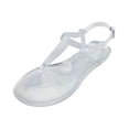 thumbnail image 2 of Jelly Sandals for Women Pearl Open Toe Flip Flops Summer Flat Beach Rain Shoes, 36, 2 of 4
