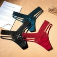 thumbnail image 2 of opvise Women Panties Low Waist Hollowed Out Cross-belt See-through Thin Strip Underwear Wine Red One Size, 2 of 7
