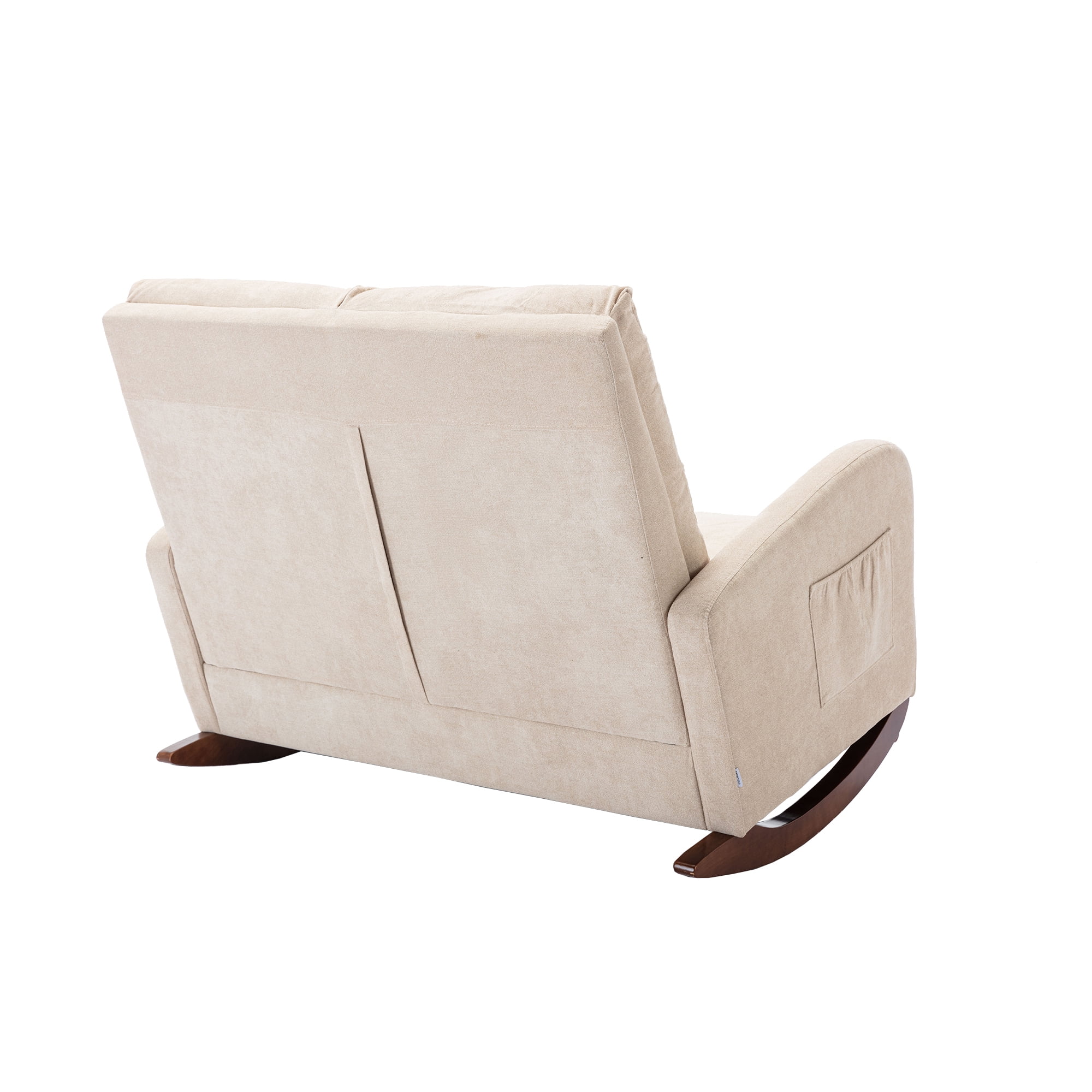 Bellemave Fashion Double Rocking Sofa with High Backrest and Pocket, Rocker Chair with Spacious Wing-back and Padded Seat for Living Room, Bedroom, Nursery(Beige)