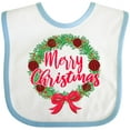thumbnail image 3 of Inktastic Merry Christmas Wreath with Red Bow and Ornaments Boys or Girls Baby Bib, 3 of 4