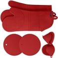 thumbnail image 3 of Guantes de microondas Cocina Hornear Cocinar Ollas Titulares Silicona Algodón Aislamiento térmico Tapetes de mesa, Rojo 6 piezas Jumpingount HA005330-02, 3 of 7