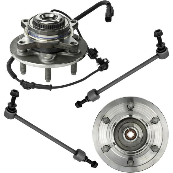 Detroit Axle - 4WD Front Wheel Bearing Hubs Sway Bars for Ford 2011-2014 F-150, 2 Wheel Bearing and Hubs Assembly 2 Sway Bar Links 2012 2013 Replacement
