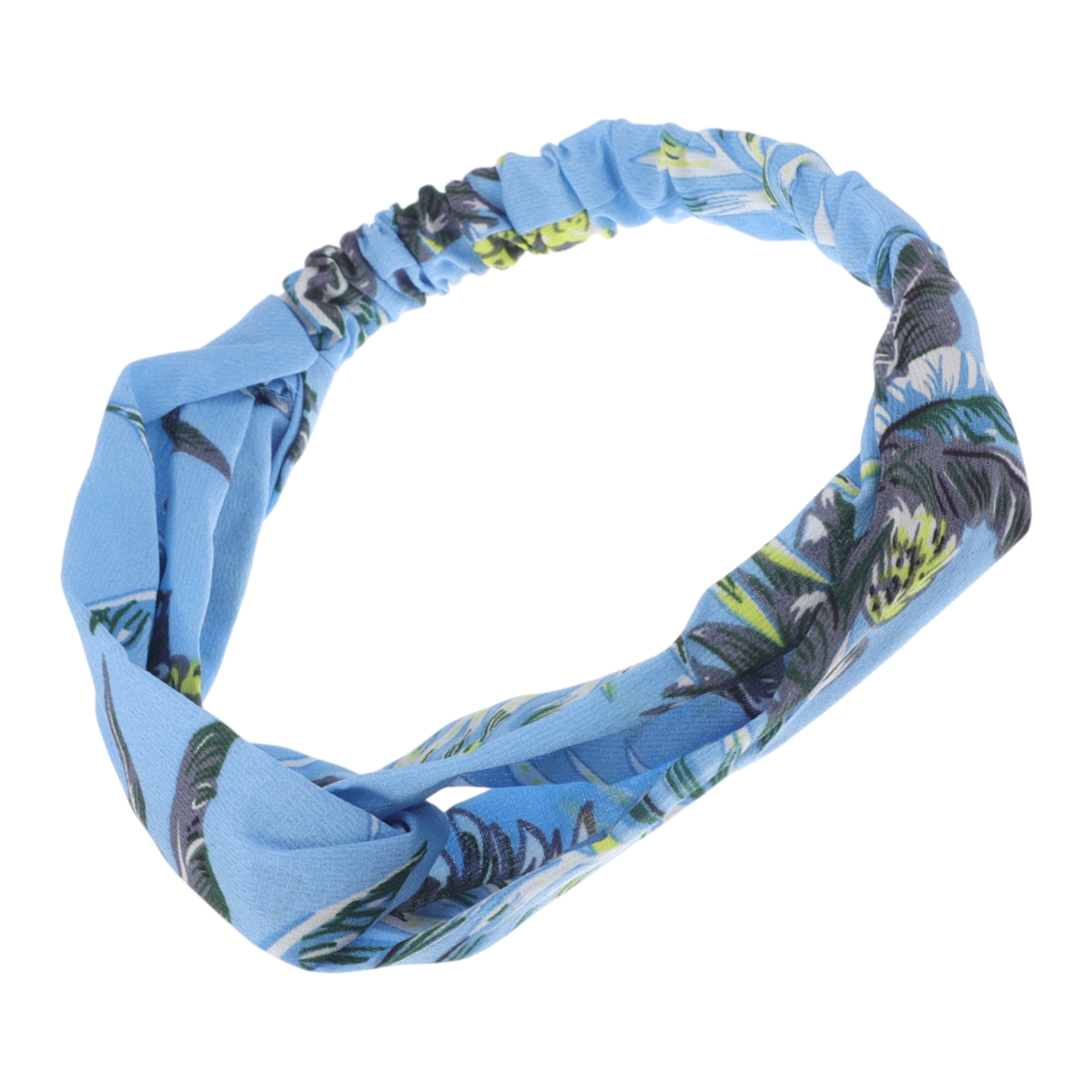 Unique Bargains Fashion Pineapple Pattern Cross Elastic Hairband 1 Pc Blue