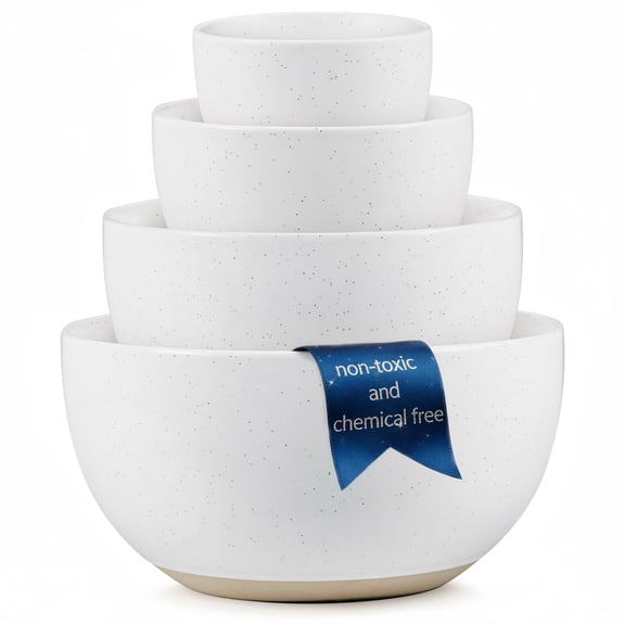 Kook Ceramic Nesting Bowls, 18/40/90/140 oz, Moonstone, Set of 4