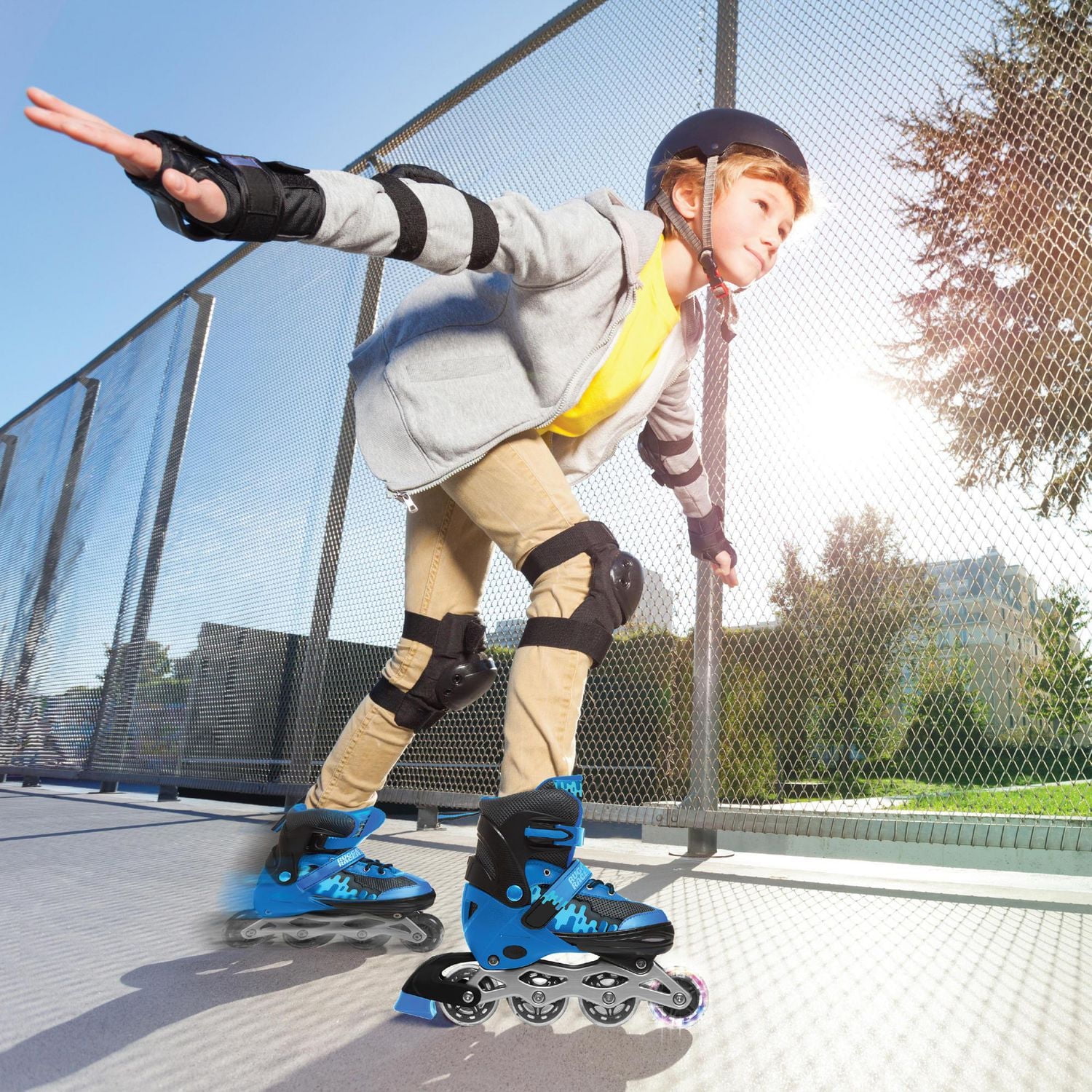 Rugged Racer Kids Adjustable and Convertible Rollerblade and Ice Skate - Medium - Blue