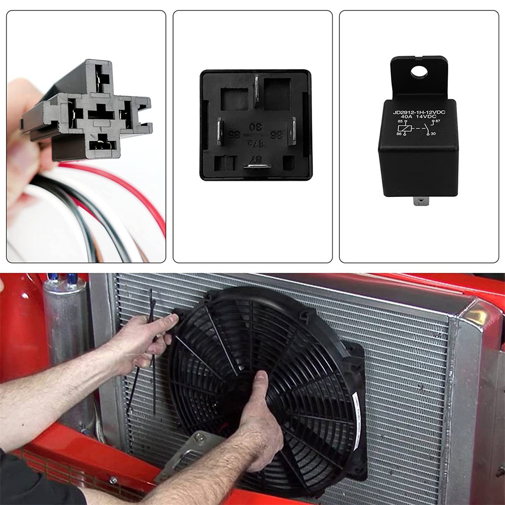 Furulu 12V Dual Electric Fan Relay Kit with Thermostatic Sensor Switch