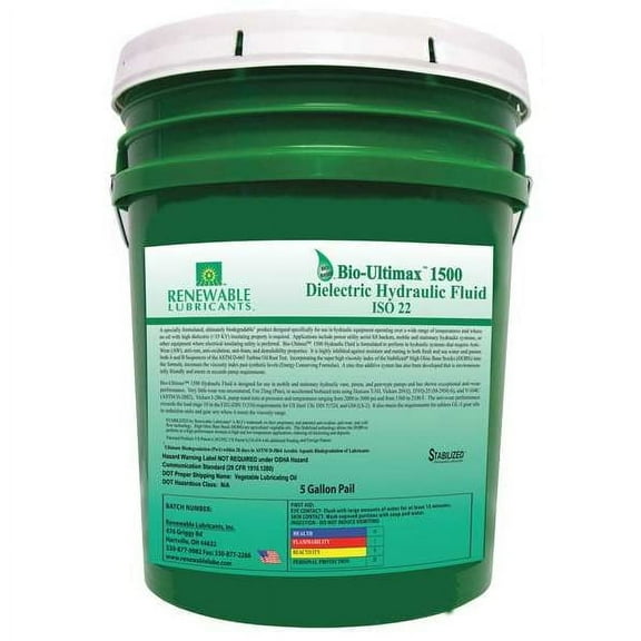 5 gal Pail, Hydraulic Oil, 22 ISO Viscosity, Not Specified SAE
