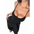 thumbnail image 3 of Women's Wide Leg Spaghetti Strap One Piece Baggy Pants Outfit Jumpsuit Romper for Summer Black L, 3 of 8