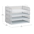 thumbnail image 3 of Mind Reader Stackable Paper Tray, Desktop Organizer, File Storage, Office, Metal, 4 Piece, White, 3 of 5