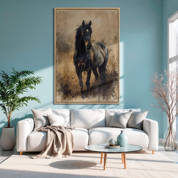 Rustic Black Horse Print Equine Wall Art, Country Decor Poster Decor For Living Room Bedroom, Unframed Poster Size 8x12