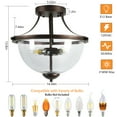 thumbnail image 4 of Depuley 3 Light Clear Glass Shade Ceiling Light Fixture Farmhouse Semi Flush Mount Ceiling Light  for Kitchen Bedroom Dining Entryway Hallway, E12 Socket Dark Brown, 4 of 9