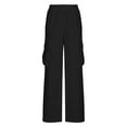 thumbnail image 4 of Lenpel Wide Leg Cargo Pants for Women Loose Elastic High Waisted Casual Trousers Fashion Baggy Comfy Lounge Pants, 4 of 5