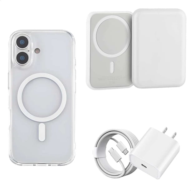YUWY Kit Accesorios Compatibles Con MagSafe Para iPhone 17 Antigolpes Combo de Funda Batería y Cargador Para iPhone 17 Kit Accesorios Regalo Para iPhone